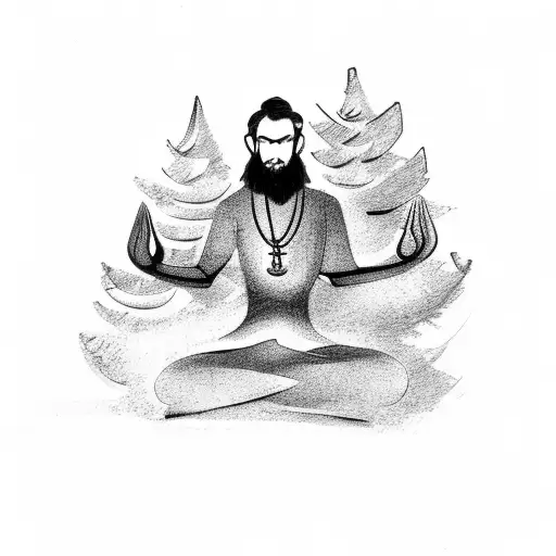 Man Seated On A Tree Meditating