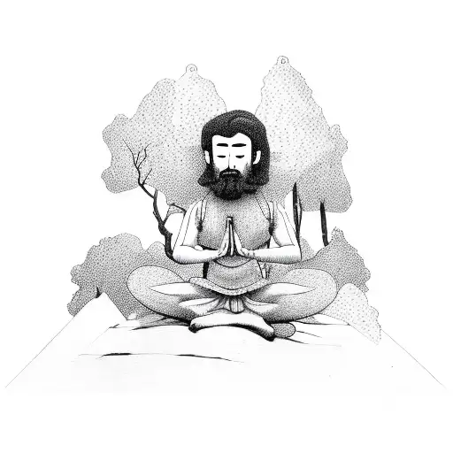 Man Seated On A Tree Branch Meditating