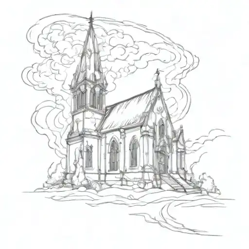 Old Church With Fire