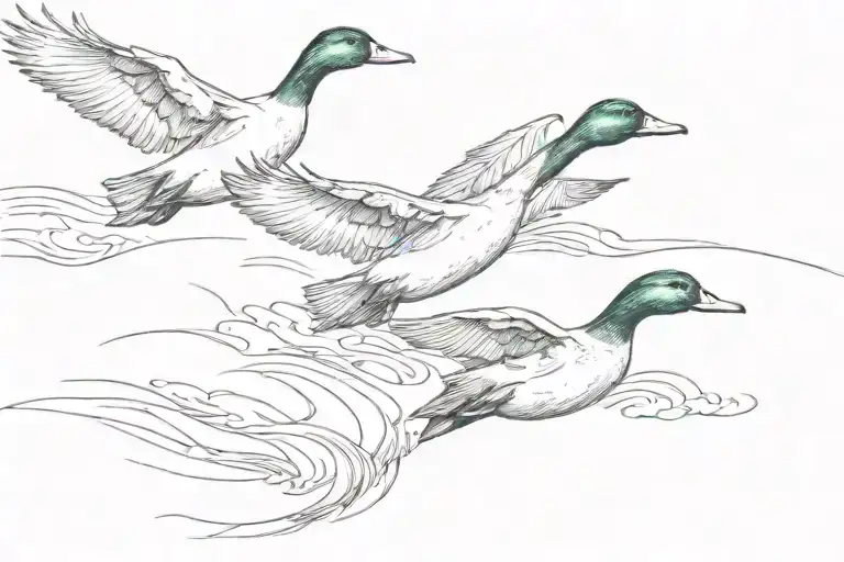3 Ducks Flying Away