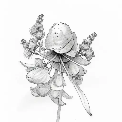 Robin With Blue Bell Flowers