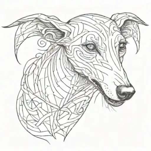 Black Greyhound Twisting Into A Heart Shape