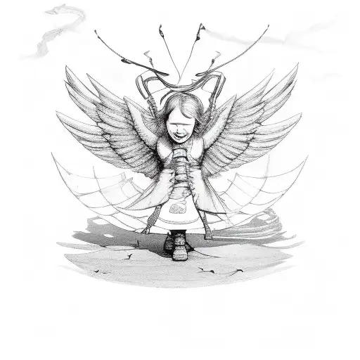 Robin With Wings Wrapped Around Children