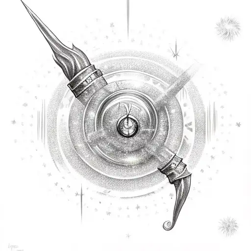 Harry Potter Wand With Sparkles And Glitter Spirals Around It With Medium Shading