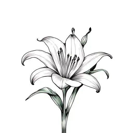 Line Drawn Lily Growing