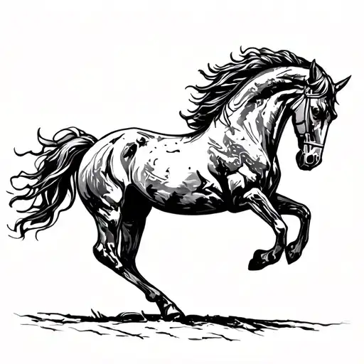 Mustang Horse Raising Up Verticaly No Clipping