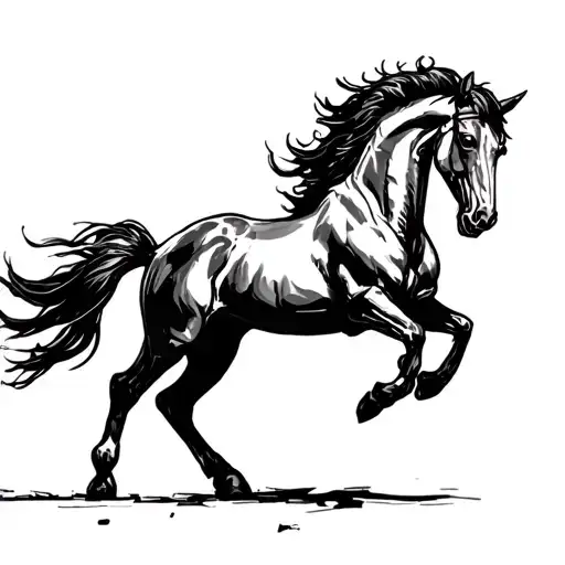 Mustang Horse Raising Up Verticaly High Up Scared Or Angry No Clipping