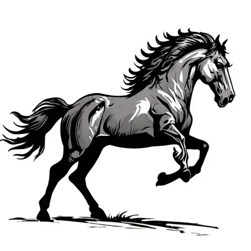 Mustang Horse Head High Raising Up Verticaly High Up Scared Or Angry No Clipping