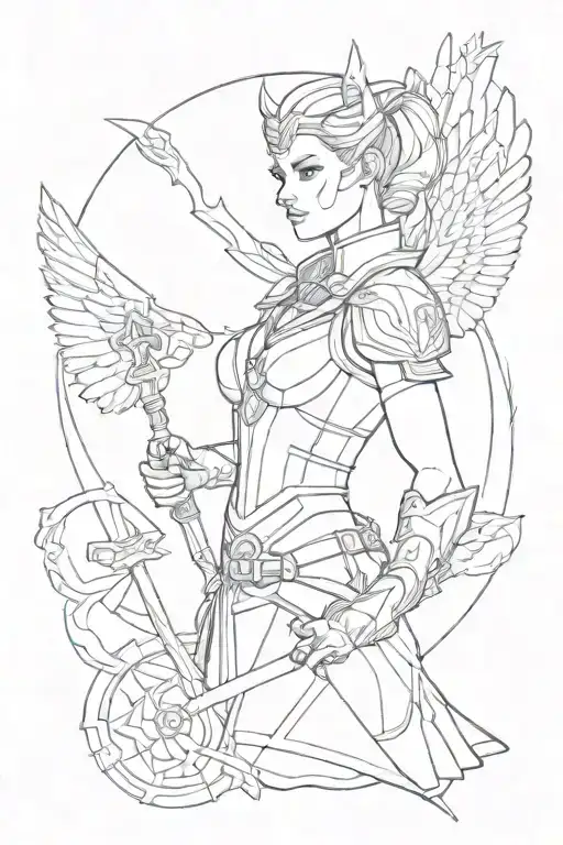 Minimalist Tattoo Of The Valkyrie With A Bow Tie