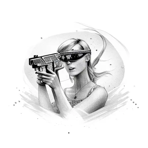 Woman Desert Eagle Money