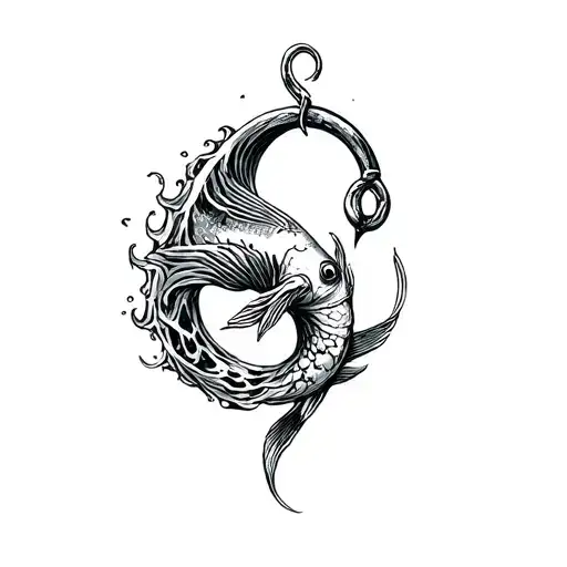 Fish Hook And Wave Forming The Shape