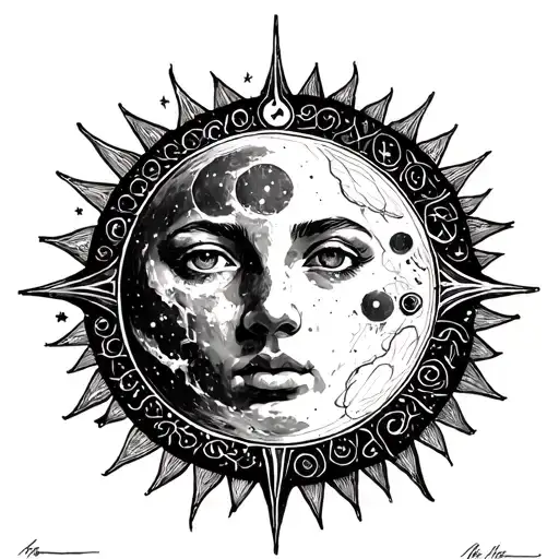 Moon Sun Signed Astrological Of The