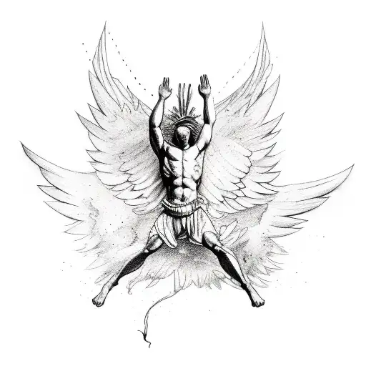 Concept Tattoo With The Creation And Fall Of Icarus