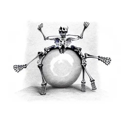 A Skeleton Dancing With A Real Voluptuoud Woman Inside The Pupil Of An Eyeball