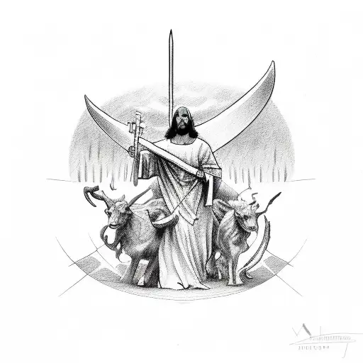 Jesus Stabbing Satan