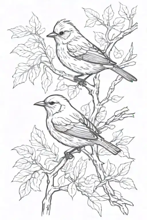 Small Bird On Thin Stretching Branches