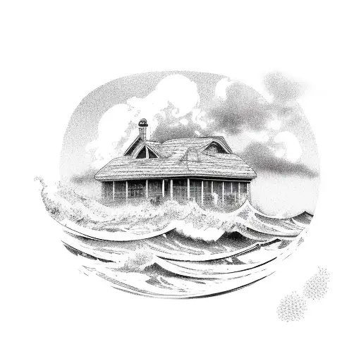 Ocean Waves In Front Of A House