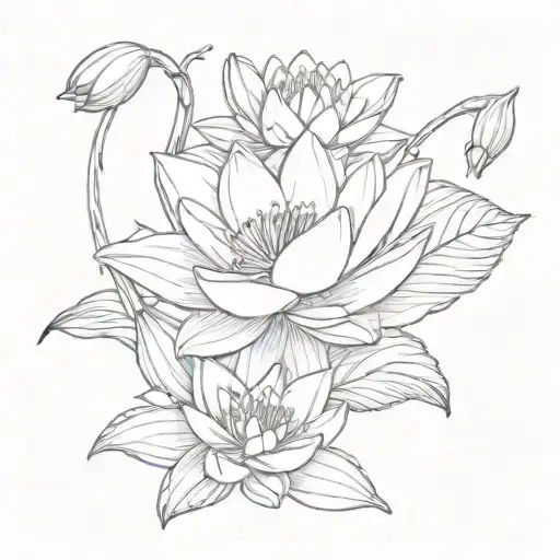 Water Lily Flower Lily Of The Valley Flower Intertwined