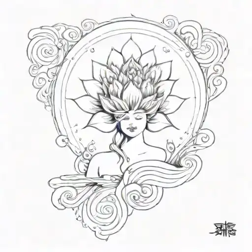 Lotus Depicts Awareness Third Eye Depicts Acceptance Water Waves Flow Depicts Surrender