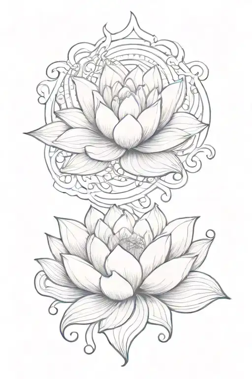 Pink Lotus With Ouroboro And Ocean Waves Forming
