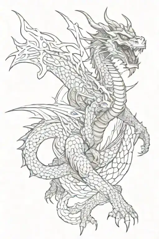 Dragon With Samurai And Ninja