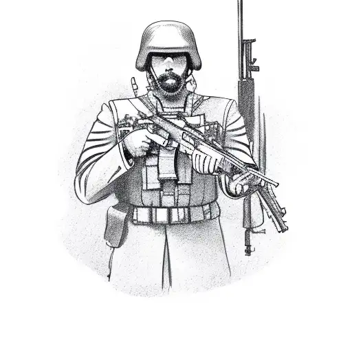 Soldier With Machine Gun