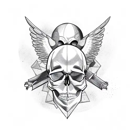 Skull With Triangles And Angel