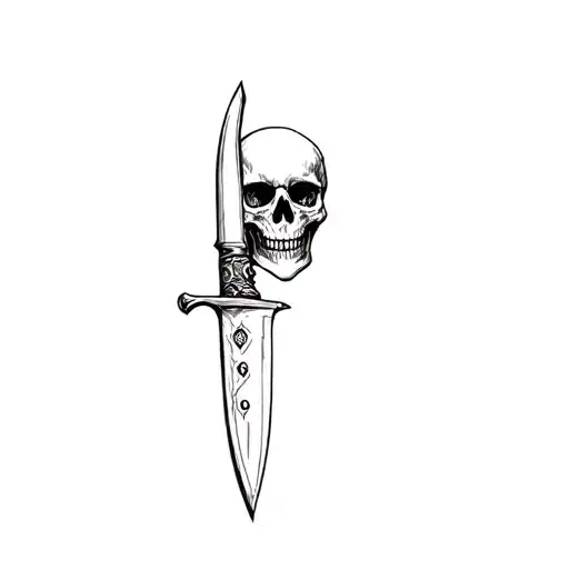 A Skull With A Knife