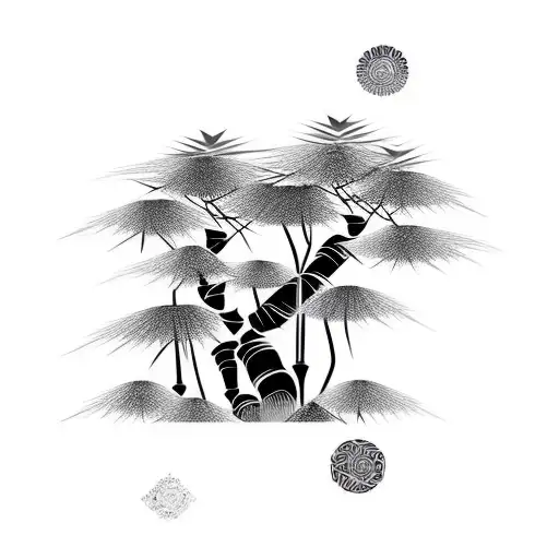 Bamboo Forest With Mandala Patterns