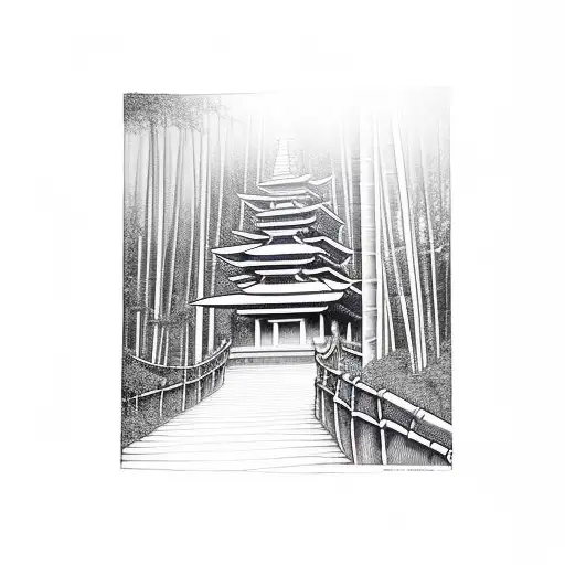 Nepali Temple In Bamboo Forest