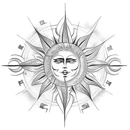 Tribal Tattoo With The Sun As The Symbol For Forearm