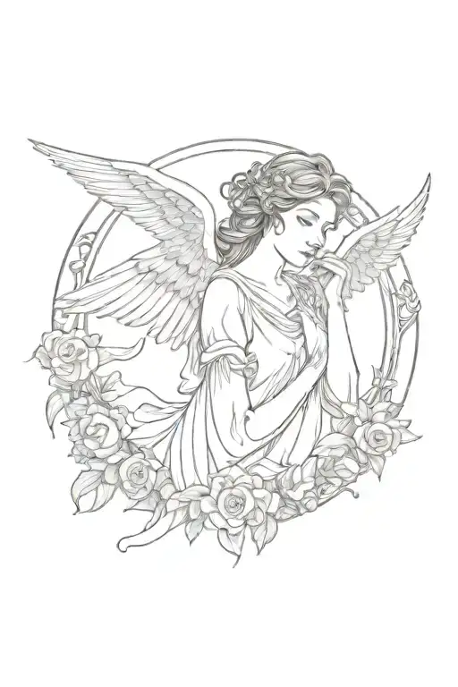 Art Nouveau Beautiful Female Angel