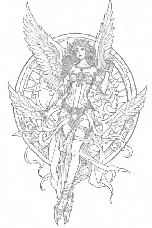 Beautiful Art Nouveau Style Angel In Magic The Gathering