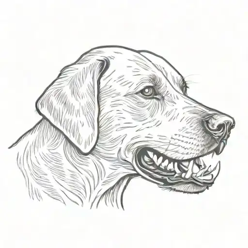 Head Of A Labrador Dog Baring Its Teeth Claws