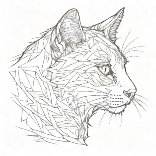 A Cat Side Profile Sketch Style