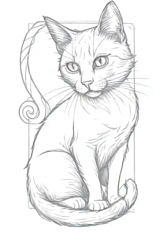 A Cat Side Position His Half Body Sketch Style