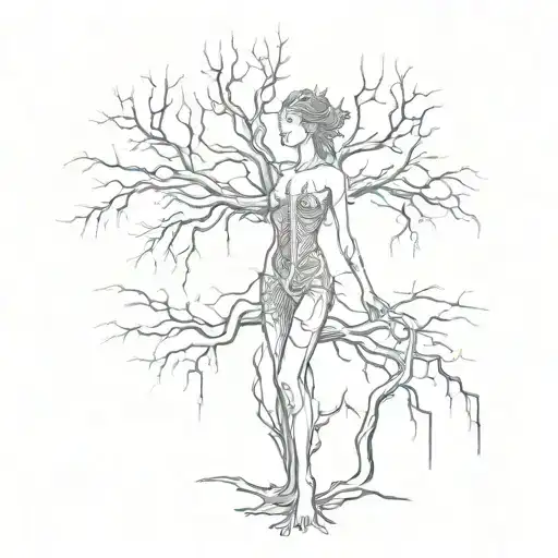 Tall Woman Tree Roots And Shine