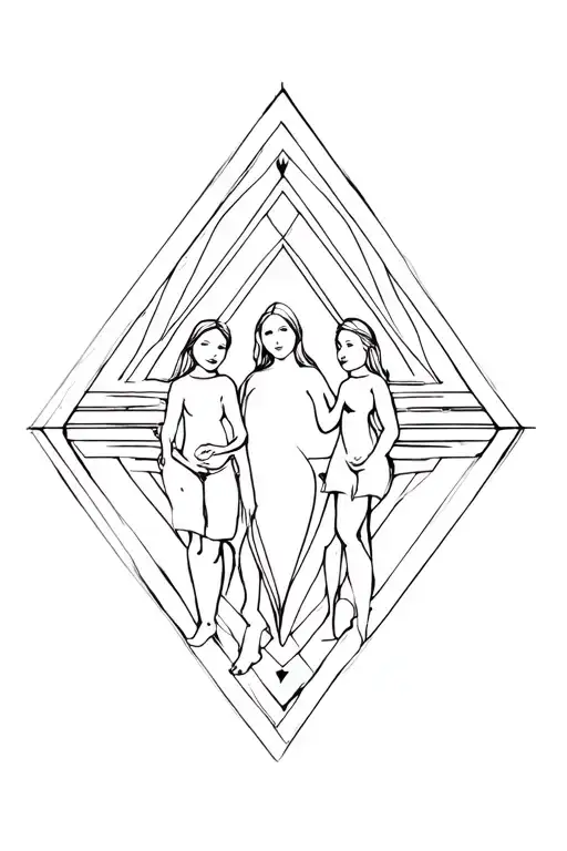 Geometric Shape Representing A Mother With Three Children