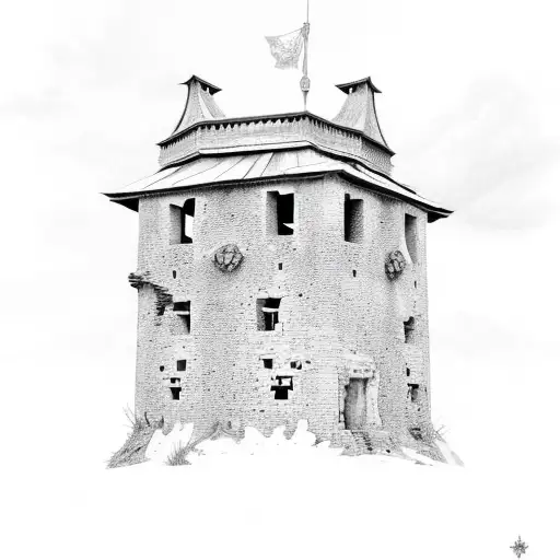An Abandoned And Broken Down Medieval Guard Tower