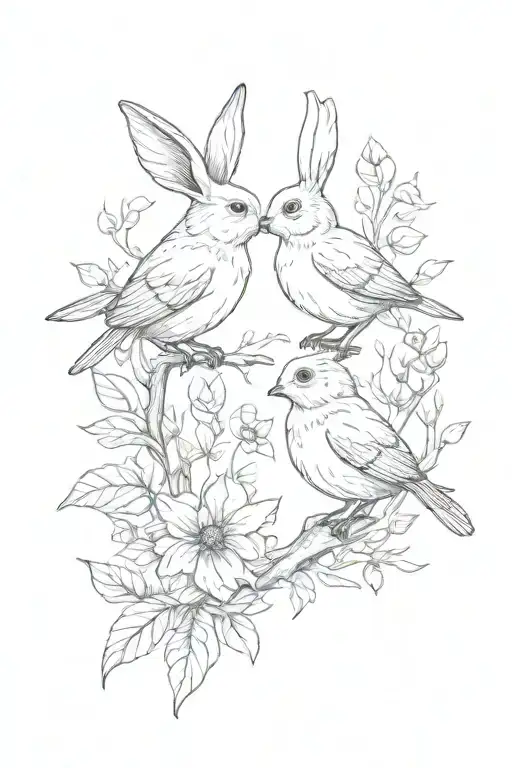 A Small Bird And A Rabbit