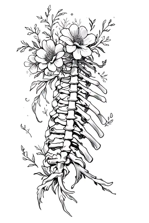 Spinal Cord With Flowers