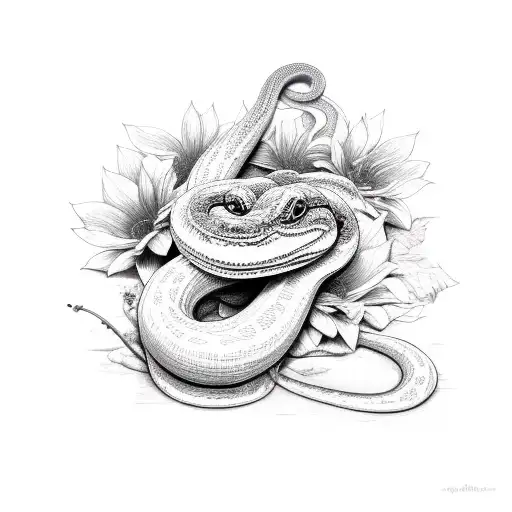 Decaying Snake In A Flower Bed