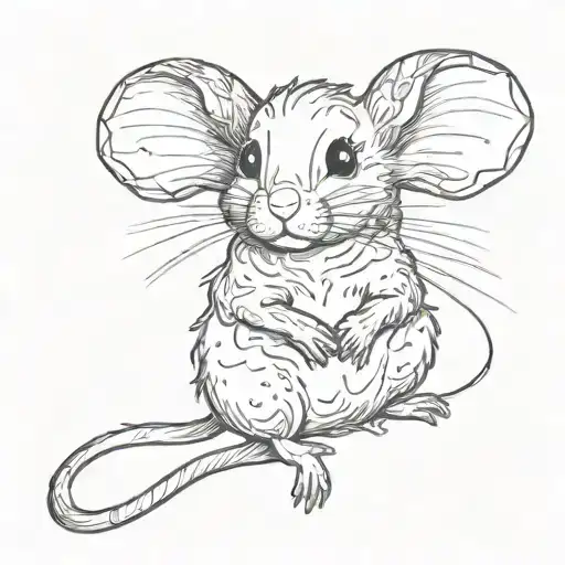 Cute Mouse Line Art