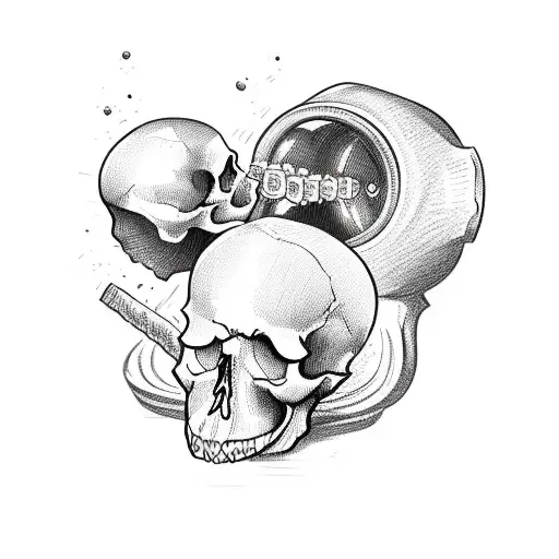 Skull Inside Bottle With Tiny Sand City