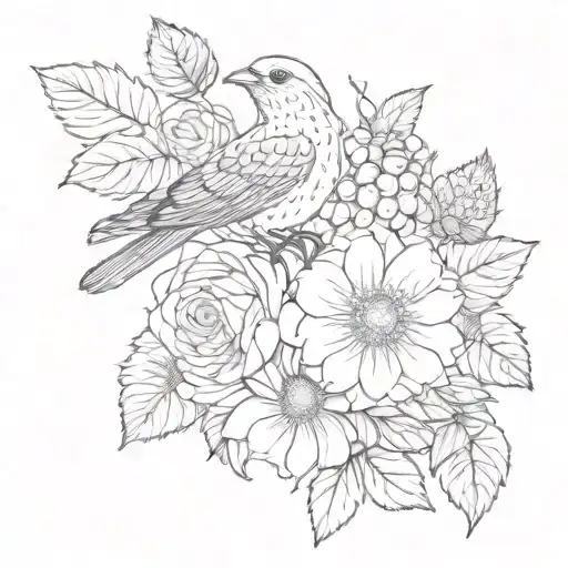 Honey Pot Rose Bird Strawberries Bird