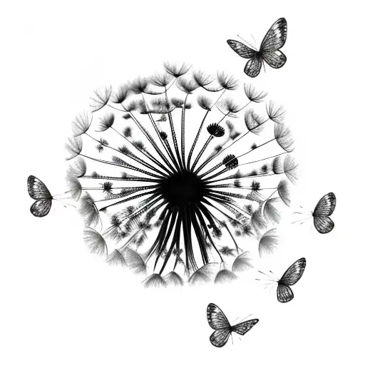 Dandelion With Butterflies