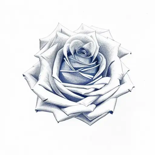 Rose With Blue Outlines For Hand