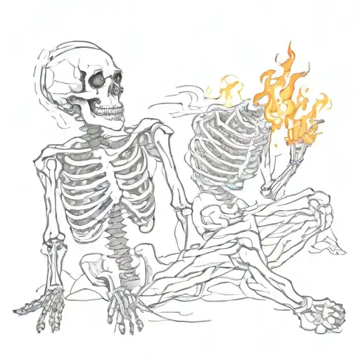 Skeleton Bored On Fire