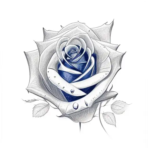 Easy To Draw Rose With Blue Outlines For Hand