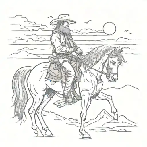 Cowboy In The Sunset